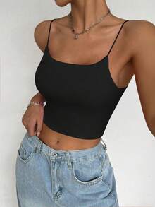 Allurite Women's Metal Buckle Padded Cami Top - Black - View 5