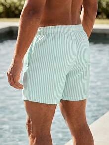 Ocevento Men's Butter Yellow Relaxed Fit Shorts With Fine Vertical Ribbed Texture & Drawstring Waist.  Clean Minimal Summer Vacat - Multicolor - View 2