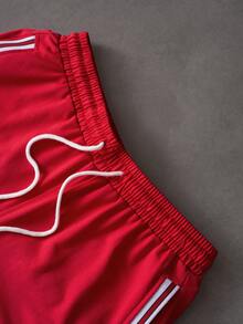 PAVTROS Men's Basketball Casual Letter Print Shorts - Black - View 6
