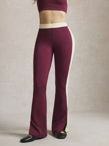 Activina Damen Extra lange Schlaghose mit Beinschlitz Sport Leggings - Bordeaux - Übersicht 5