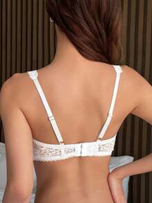 DAZY Mesh & Contrast Lace Lightweight Padded Sexy Bra - White - View 2