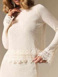 COSMINA Damen Lässig Elegantes Haferfarbenes Spitzen-Patchwork Strickset - Aprikosenfarben - Übersicht 5