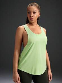 Powerista Damen Große Größen Lässiges einfarbiges luftiges Racerback Trägershirt, Sommer - Minzgrün - Übersicht 5