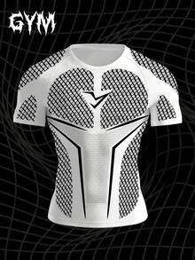 GymBeat Men's Colorblock Print Short Sleeve Slim Fit Sports T-Shirt - Multicolor - View 3