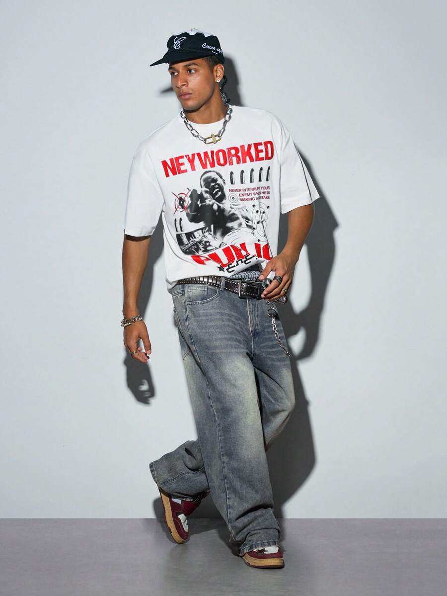 Modcrash Men's New Fashion Hip Hop Print T-Shirt - White - View 1