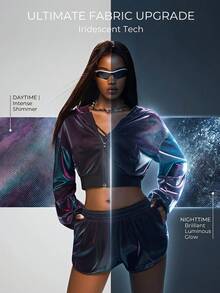 Innovista Innovista 女款長袖拉鍊口袋性感運動短版夾克 - 彩色 - 查看 3