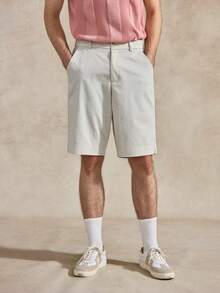 Courvante Men's Solid Color Casual Shorts With Pockets And Belt Loops - Light Grey - View 4