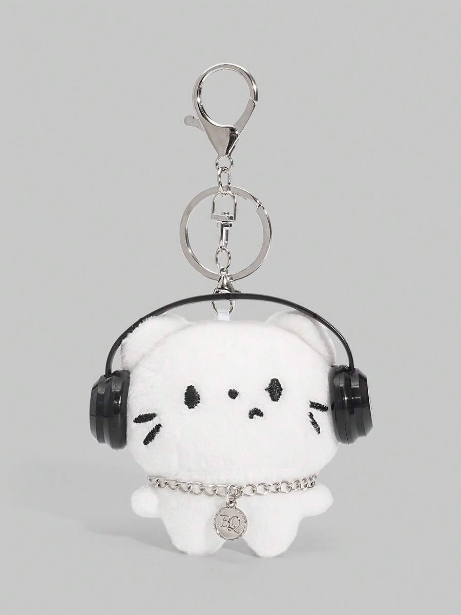ROMWE Kawaii 1個可愛貓咪音樂耳機包掛飾,生日節日禮物,節慶學校畢業背包裝飾吊飾 - 白色 - 查看 1