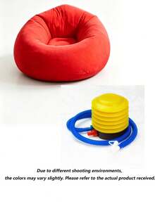 1pc Soft Flocked Inflatable Sofa, Single Folding Lazy Sofa For Home Bedroom - Multicolor - View 10