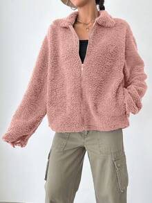EURMUSE Women Regular Jacket, Long Sleeve, Fashionable For Autumn/Winter - Watermelon Pink - View 4