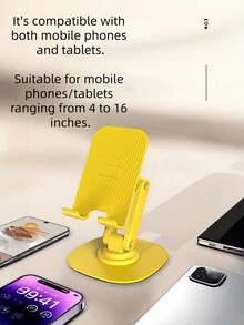 360-Degree Rotating Mobile Phone Stand, Desktop Carbon Steel Base, Desk For Dormitory, Flat Panel, Foldable, Portable, Suitable For Online Classes And Binge-Watching TV Series, Universal Use. - multicolor - View 8