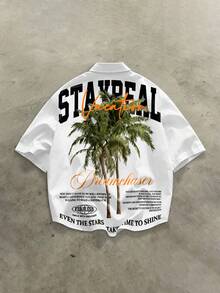STEELVANCE 男士度假休閒椰子樹標語印花襯衫 - 彩色 - 查看 2