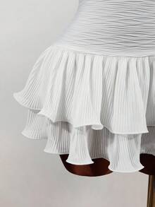 Mistrie Women's Sexy Summer Halter Neck Backless Dress With Ruffle Hem Party Club White - White - View 7