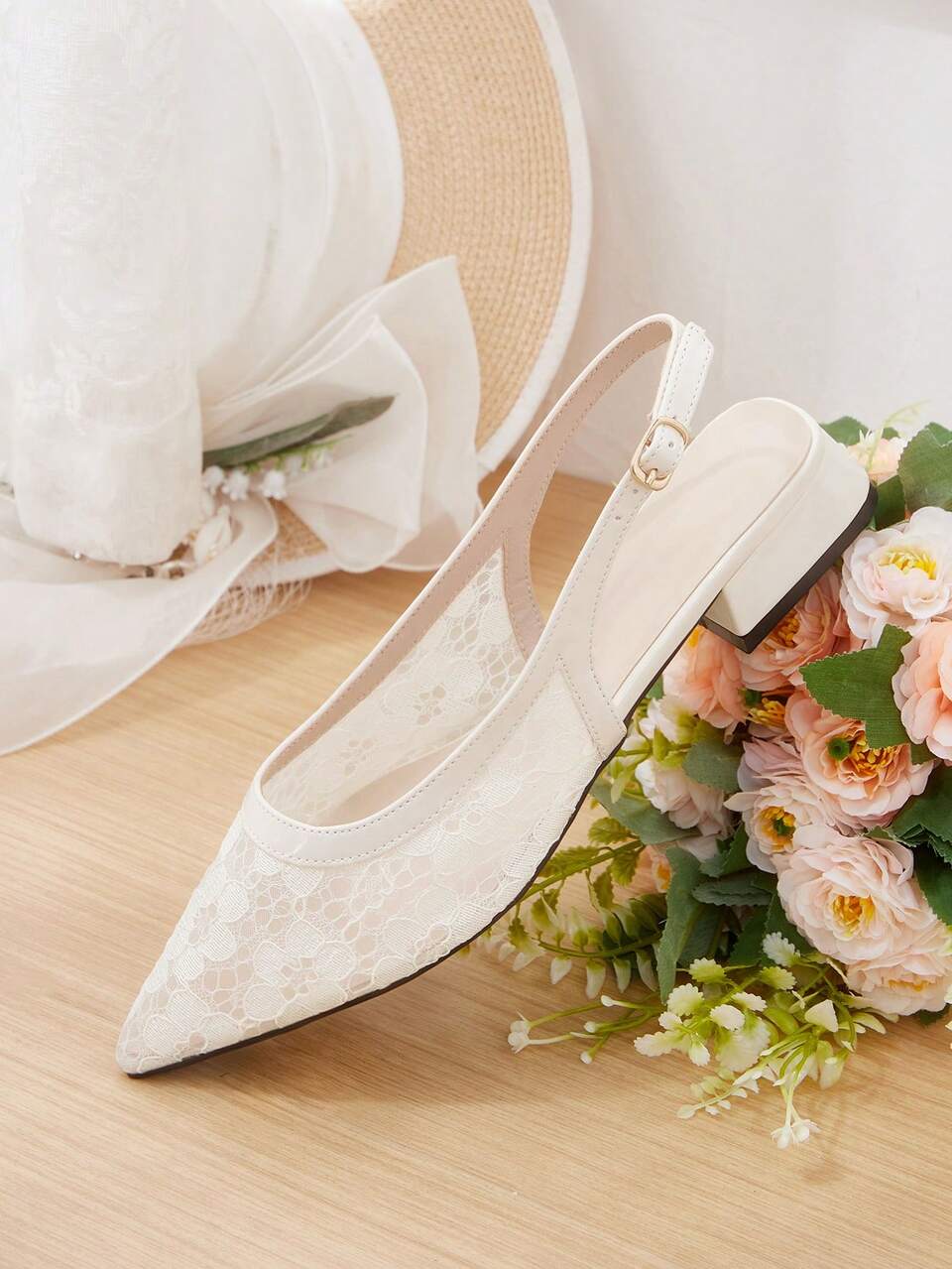 CUCCOO HITCHD Women's Low-Heeled Shoes Women's Slingback Thin-Heeled Mesh Breathable Heels Pointed Toe Elegant Shoes