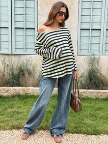 Lyckli Maternity Casual Striped Long Sleeve T-Shirt, Spring/Autumn Fall - Multicolor - View 6