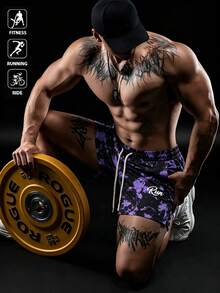 Gym Rark Men's Colorblock Splatter Print Drawstring Waist Casual Sports Shorts, Gym - Black - View 1