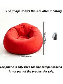 1pc Soft Flocked Inflatable Sofa, Single Folding Lazy Sofa For Home Bedroom - Multicolor - View 4