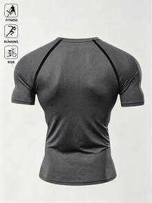 Acti Log Men's Short Sleeve Slim Fit Casual Sports T-Shirt - Grey - View 2