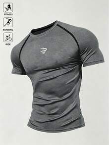 Acti Log Men's Short Sleeve Slim Fit Casual Sports T-Shirt - Grey - View 7