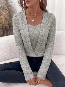 Editum Sweatshirt Lengan Panjang Desain Fashion Wanita Gaya Jalanan Serbaguna - Aprikot - View 7