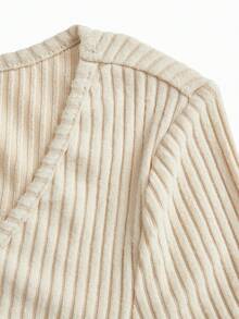 Modmama Maternity Solid Color Round Neck Flared Sleeve Slim Fit Elegant Dress Fall,Autumn Outfit For Women Photoshoot Beige - Apricot - View 6