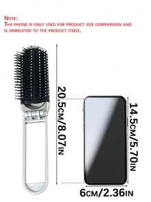 1pc Bright Surface Plating Silver Small Comb Paste Exquisite Rhinestone Shiny Texture Foldable Design Comes With Small Mirror Pocket Comb Compact Portable Bag Comb Unisex - Multicolor - View 3