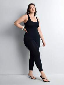 Slumbrini 1 pieza Mameluco de mujer con cinturilla sin costuras y incorporado, talla grande - Negro - Ver 7