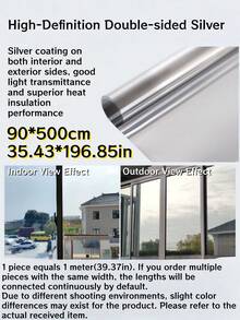 1 Roll One-Way Mirror Window Film, Reflective Privacy Glass Tint For Heat Control & UV Blocking, Self-Adhesive Static Cling For Home & Office - A - View 12
