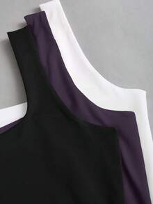 Sweetra Women's Solid Color Square Neck Pleated Casual Versatile Tank Top - Multicolor - View 7