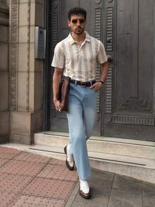 YOUESAWY YOUESAWY Men's Straight Loose Fit Multi-Pocket Casual Denim Jeans - Baby Blue - View 3