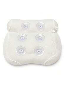 1Pc Bathtub Pillow With Anti-Slip Suction Cups, 3D Mesh Spa Bath Pillow For Neck & Back Support, Soft Comfortable Washable Bath Cushion For Home Bathroom Accessories - One Size Fits All - View 3