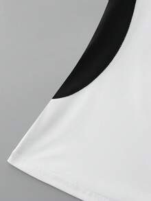 CourtClass CourtClass Kaos Polo Kasual Olahraga Lengan Pendek Raglan Warna Kontras untuk Wanita, Atasan Tenis dan Golf Wanita - Hitam dan Putih - View 4