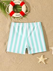 Boys' Toddler Vintage Casual Striped Print Pattern Swim Trunks - Mint Blue - View 2