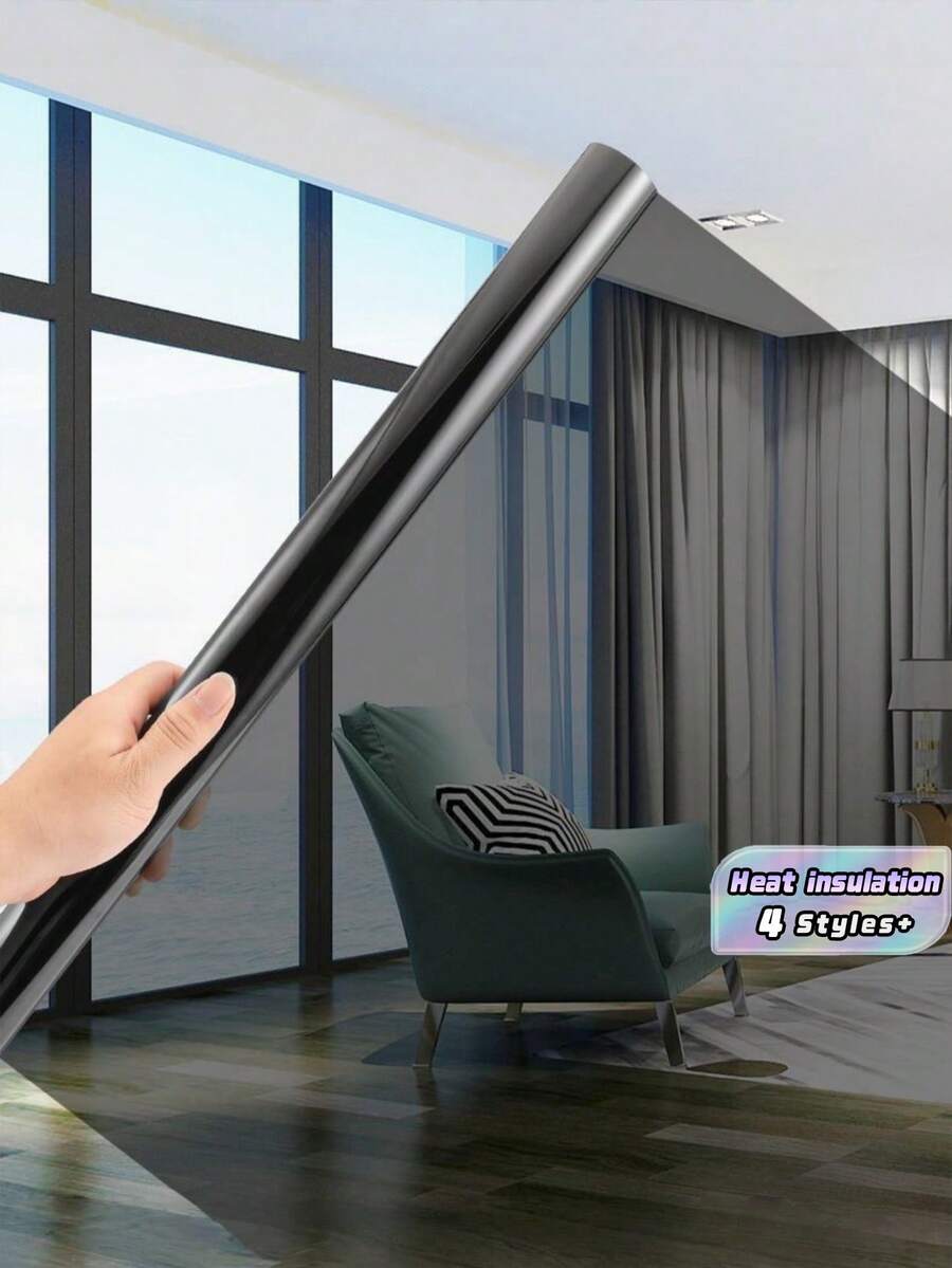 1 Roll One-Way Mirror Window Film, Reflective Privacy Glass Tint For Heat Control & UV Blocking, Self-Adhesive Static Cling For Home & Office - A - View 1