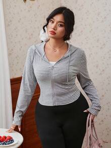 CovetEZ 春夏彩色條紋休閒百搭顯瘦大尺碼長袖外套 - 彩色 - 查看 5