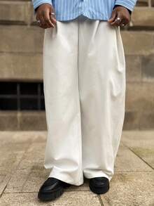 Heavens Edit Men's Woven Casual Loose Straight Leg Solid Color Pants - White - View 1