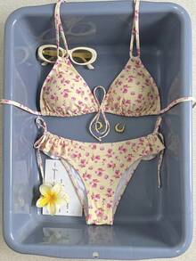 Swim Mod Conjunto de traje de baño talla grande con estampado floral dulce 2026 - Multicolor - Ver 5
