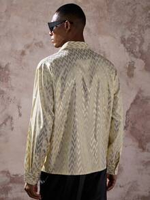 AKNOTIC Camisa de manga larga de un solo pecho con estampado de lámina de oro exquisita para hombres - Albaricoque - Ver 7