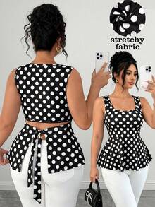 Elenzga Damen Große Größen Französisch Elegant 90er 1960er Lässig Urlaub Pendeln Date Night Weich Strick Schwarz und Weiß Muster Rundhals Ärmellos Figurbetont Tanktop - Schwarz und Weiss - Übersicht 1