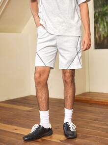 Men's Round Neck Short Sleeve T-Shirt And Pocket Shorts Casual Daily Outfit - Light Grey - View 6