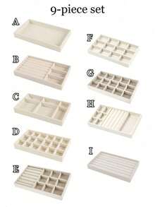6/7/8/9pcs/Set Beige Jewelry Tray Set, Stackable Jewelry Storage Organizer, Velvet Jewelry Display Tray, Drawers Jewelry Box, Multi-Compartment Jewelry Storage Case, Large Capacity, Multi-Size, Removable, Suitable For Necklace, Earring, Ring, - Multicolor - View 18