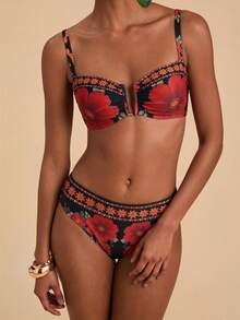 Travachic Set Baju Renang Wanita Motif Bunga untuk Liburan Pantai - MultiWarna - View 6