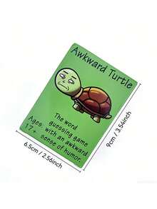MINKOJA Awkward Turtle Party Game - Funny Word Guessing Game For Adults & Families, Cute Green Turtle Box With 100+ Cards, Perfect For Birthday, Halloween, Christmas Game Nights - Cardboard Game For Parties & Gifts, Turtle Gifts, Card Game, Playing Card - Green - View 2