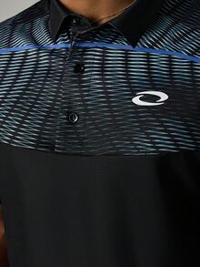Sport MetroGents Kemeja Polo Olahraga Pria dengan Motif Geometris dan Kancing Setengah Plaket - Hitam - View 3