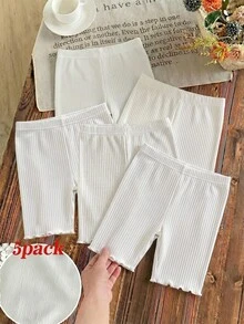 SHEIN LMoss Kids 5pcs/Set Young Girl Solid Color Knit Leggings Set - White - View 2