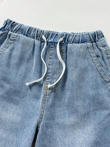 Celana Pendek Denim Hitam Bermotif Laba-laba Gaya Kasual Fashion Y2k Vintage Keren untuk Anak Laki-Laki Remaja, Cocok untuk Sehari-hari - Biru - View 5