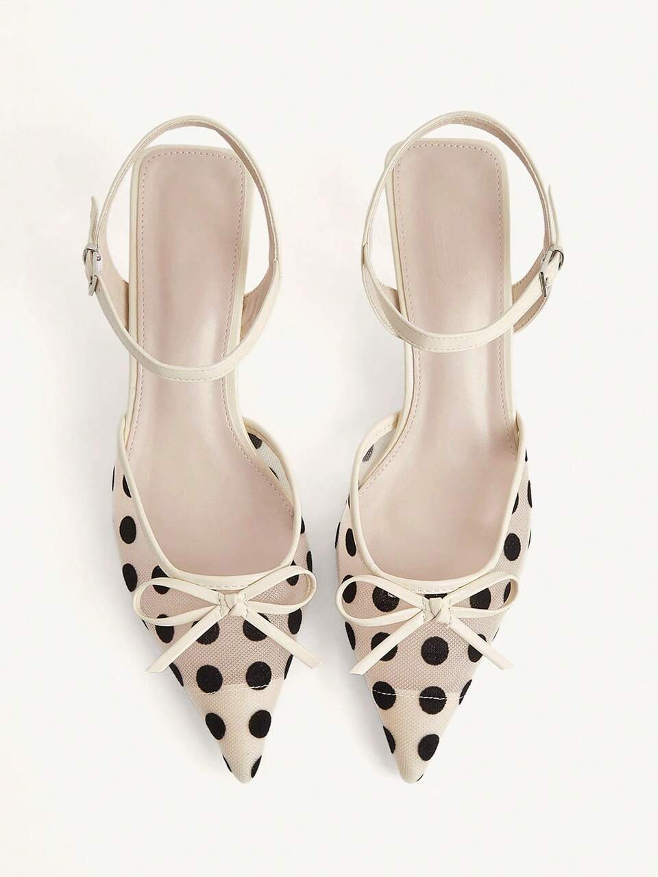 CUCCOO CHICEST Black & White Polka Dot Mesh Bow Decor High Heel Sandals Summer Shoes Wedding Shoes Bride Shoes