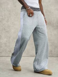 PAVTROS Young Street Style 2 In 1 Design, Drawstring Waist Men Sweatpants - Grey - View 6