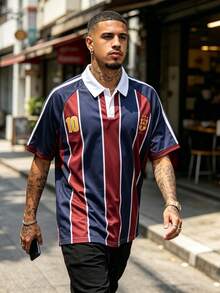 Gritte Field Men's Striped Raglan Short Sleeve Sports Polo T-Shirt - Multicolor - View 1
