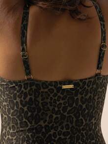 Aralina Curve Women Textured Fabric Detail One Piece Swimsuit Perfect For Beach Outfits And Summer Outfits - Brown - View 6